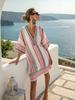 2026 summer European and American new loose printing V-neck women's casual vacation dress