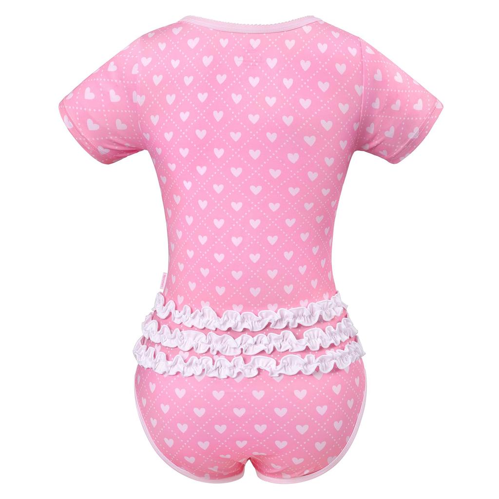 Pijama con Volantes Textura Suave y Sedosa Body Rosa 2XL [LittleForBig] Mujer [Bebé Vergonzoso]