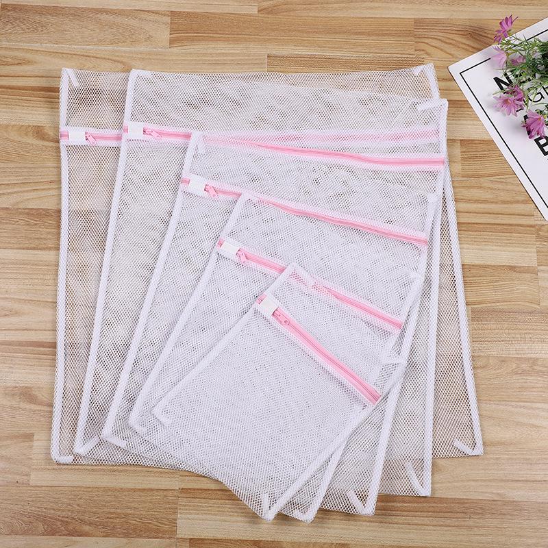 Pink Zipper Mesh Laundry Bag for Delicates and Travel Storage