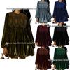 Elegantes Seiden-Samt-Spitzen-Rüschenkragen-Langarmkleid für Damen