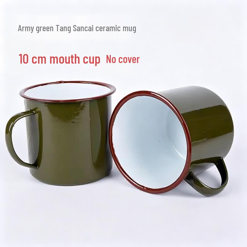 Retro Military Green Enamel Handle Mug