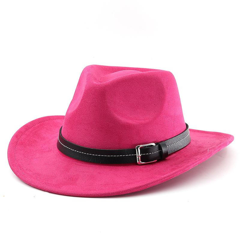 Classic Suede Western Cowboy Hat with Belt Detail - Curved Brim, Outdoor, Ethnic Style, Felt Hat for Men and Women