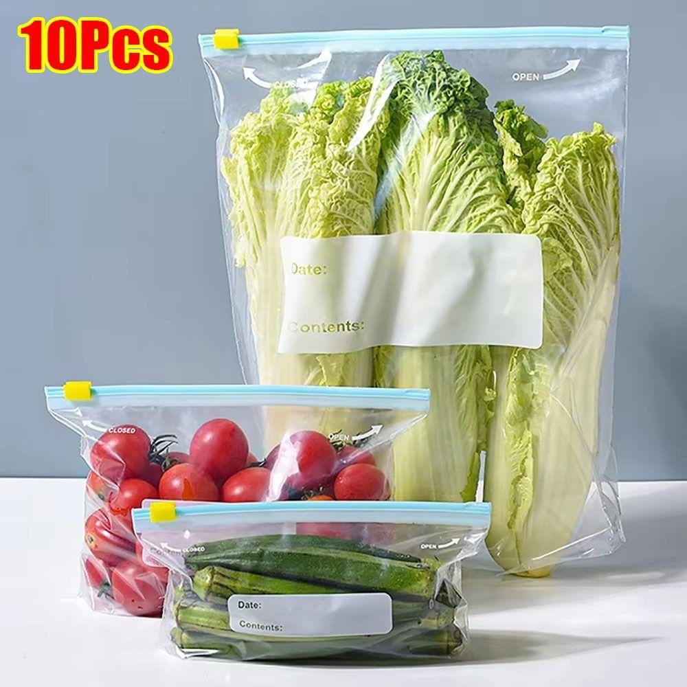 10Pcs Stand Up Plastic Sealed Bag Leakproof Fresh-keeping Zip Shut Bag S/M/L Reusable Refrigerator Fresh Wrap