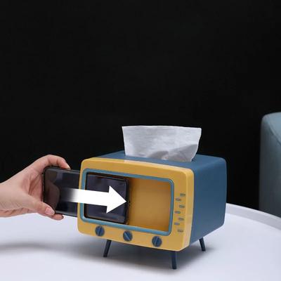 Neu TV Tissue Box Desktop Papier Halter Spender Speicher Serviette Fall Organizer mit Handy Halter