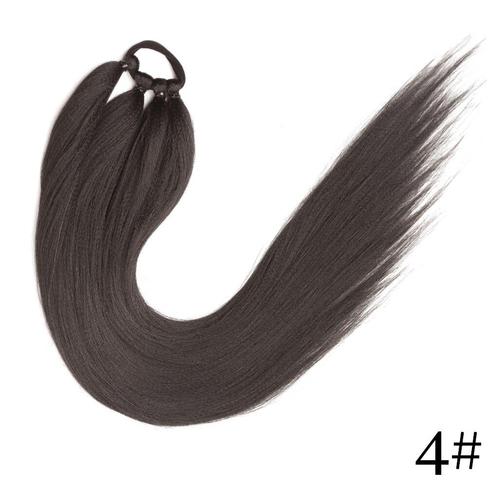 

MISS WIG Довгий 26-дюймовий прямий хвіст із синтетичного волокна з обмотаним гумкою хвостиком Чорно-коричневе нарощене волосся Боксерські коси