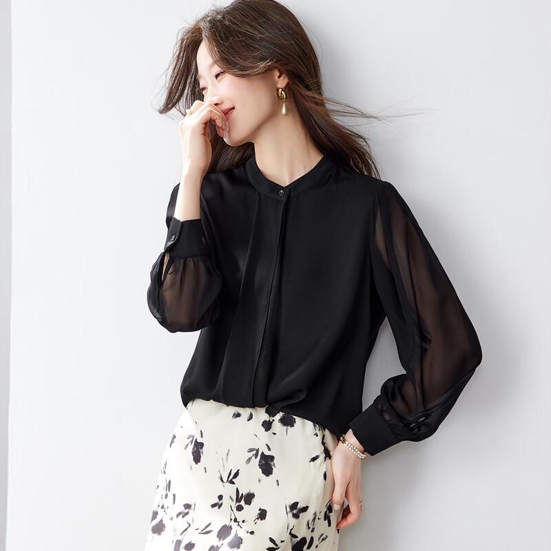 Srcr 19 Momme Double Georgette Silk Long-Sleeve Shirt L