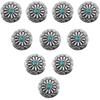 5/10pcs Decorative Leather Craft Western Vintage Turquoise Metal Round Concho Button Screw Back (Green, 10pcs)