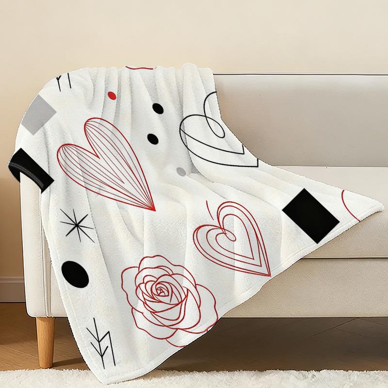 Soft Short Plush Flannel Blanket Minimalist Design, Skin-Friendly, No Shedding, Single Bedroom Use, Warm Home Decor, Ideal Valentine's Day Gift