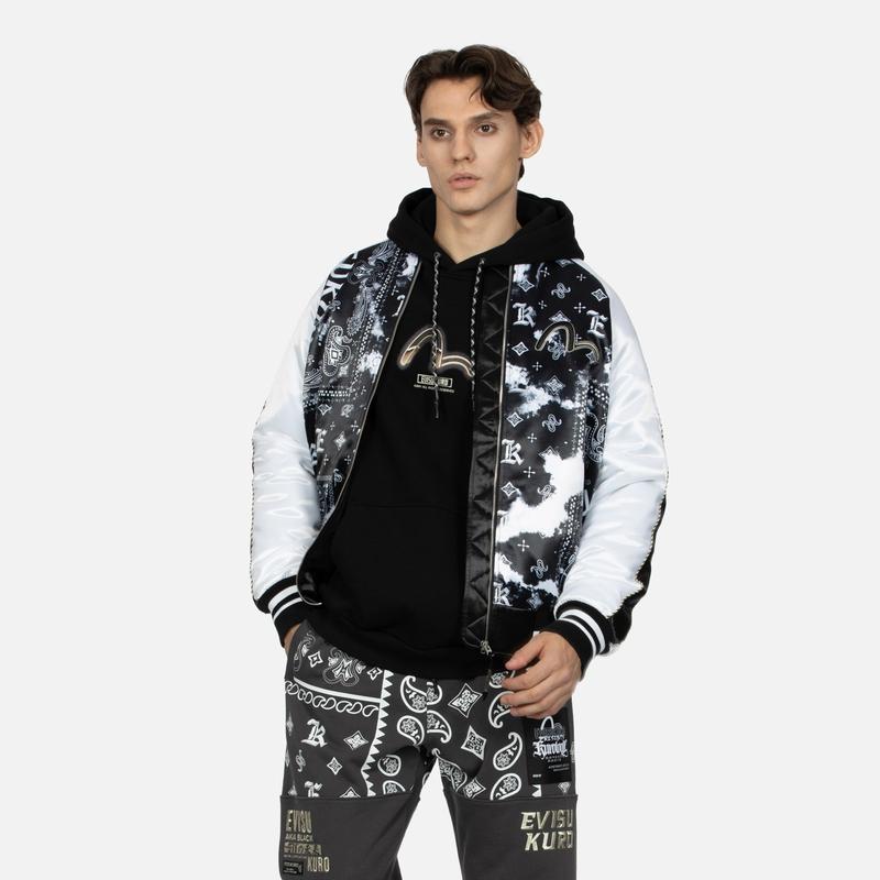 Evisu Aw23 Brand Logo All Over Print Embroidered Yokosuka Jacket Men Jackets Black 2EAGNM3JK5272XXPQ