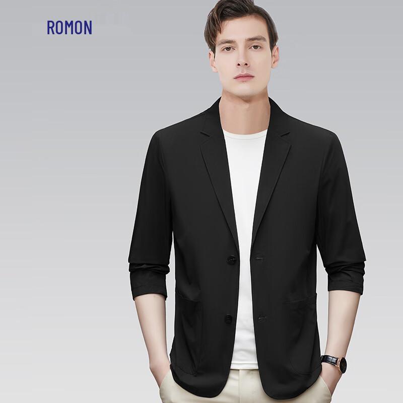 ROMON Men's Summer Ice Silk Anti-Wrinkle Casual Blazer