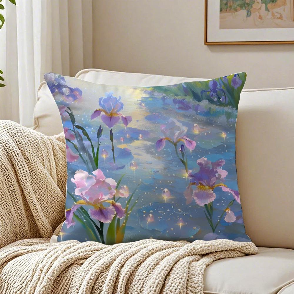 Elegant Franskt Konst Mode Iris Kuddfodral Örngott Dammskydd Vardagsrum Soffa Dekor Kudde Rum