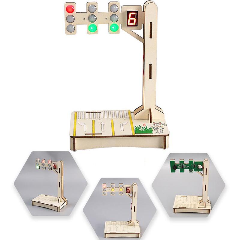 

1 Набор Сделай сам Наука Светофоры для детей Образовательный инструмент Студенческий набор Игрушка Светофор Собранная Модель Света Пакет материалов One size
