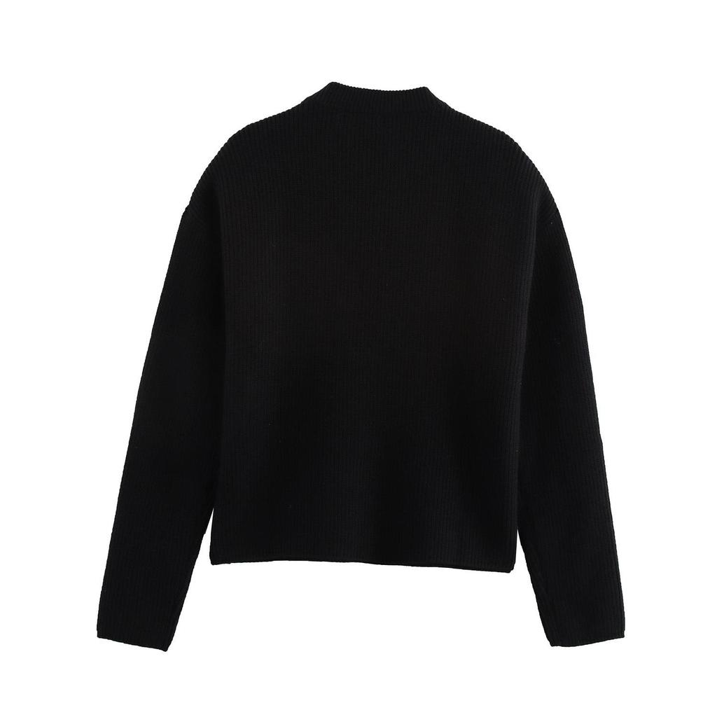 Women's Spring 2025 Beaded Round Neck Pullover Sweater