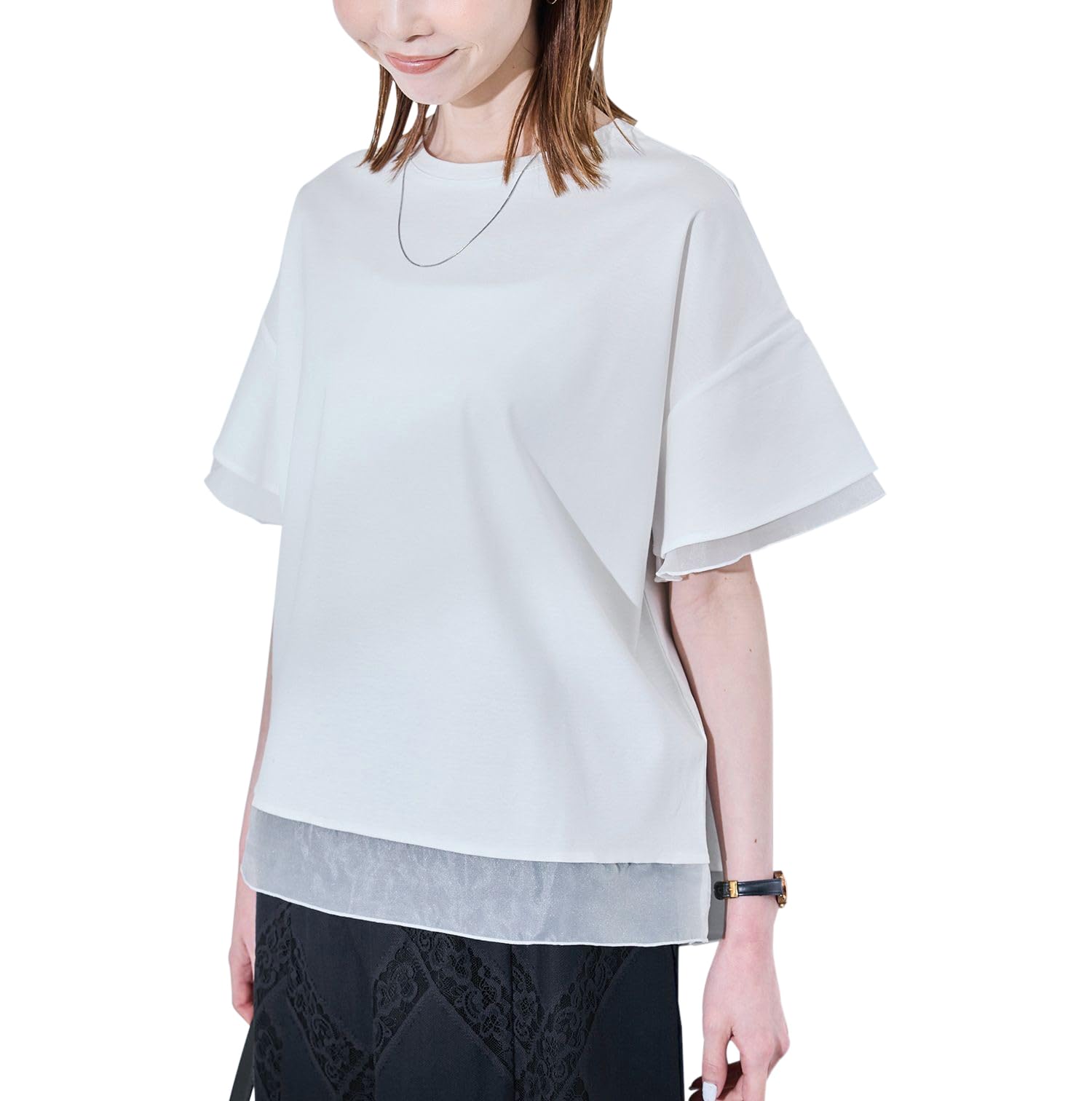 

ROPE PICNIC 70cm Mercerized Sheer Docking Top Cooling Available in Various White Main Women s (UV Protection, Touch) Lengths,