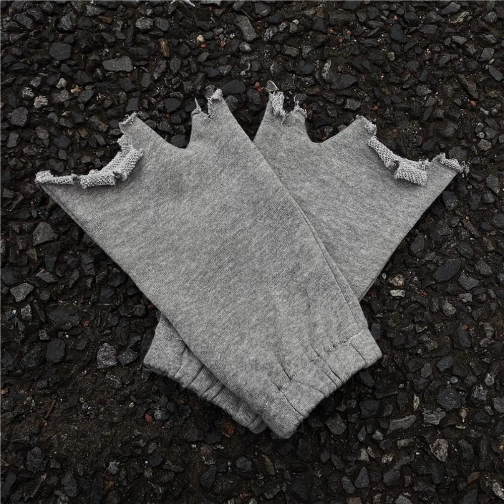 Trends Grunge Style Fingerless Gloves Hip-hop Ripped Mittens Irregular Tear-edge Gloves  Daily