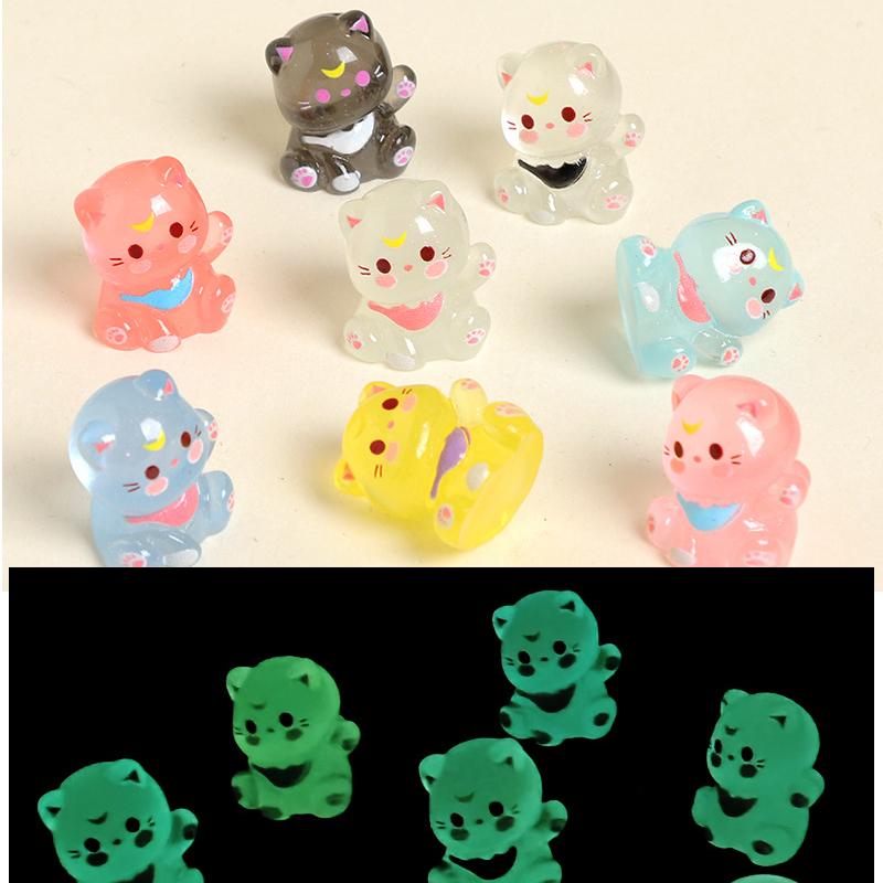 

10Pcs Multicolors Cat Animal Miniatures Resin Ornaments Fairy Garden Decoration Micro Landscape 1.9x2.2cm разноцветные