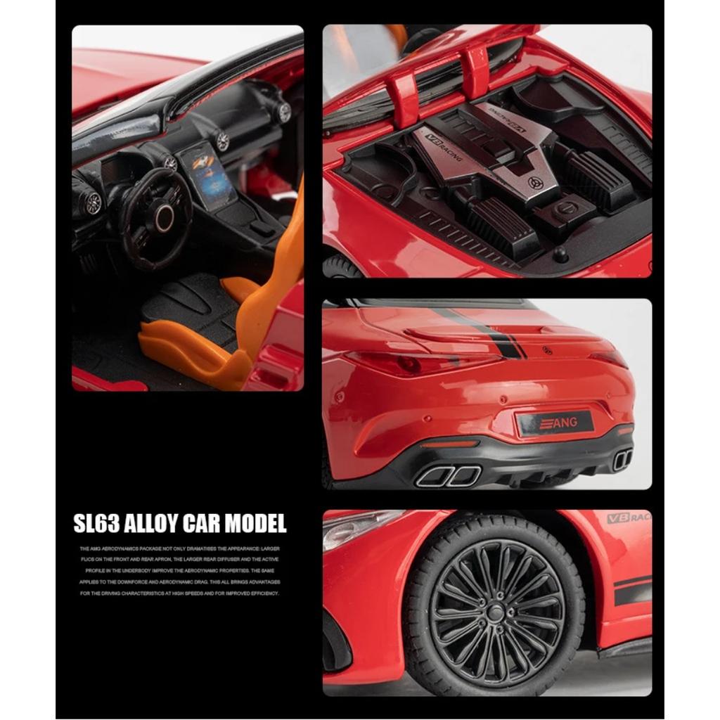 New 1/22 Benzs SL63 Supercar Alloy Model Car Toy Diecasts Metal Casting Sound and Light Car Toys for Children Vehicle