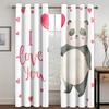Cartoon Animation Panda Animal Window Curtains in Kids Bedroom Living Room Hall Treatments Kitchen Home Decor Drapes Blinds 2Pcs