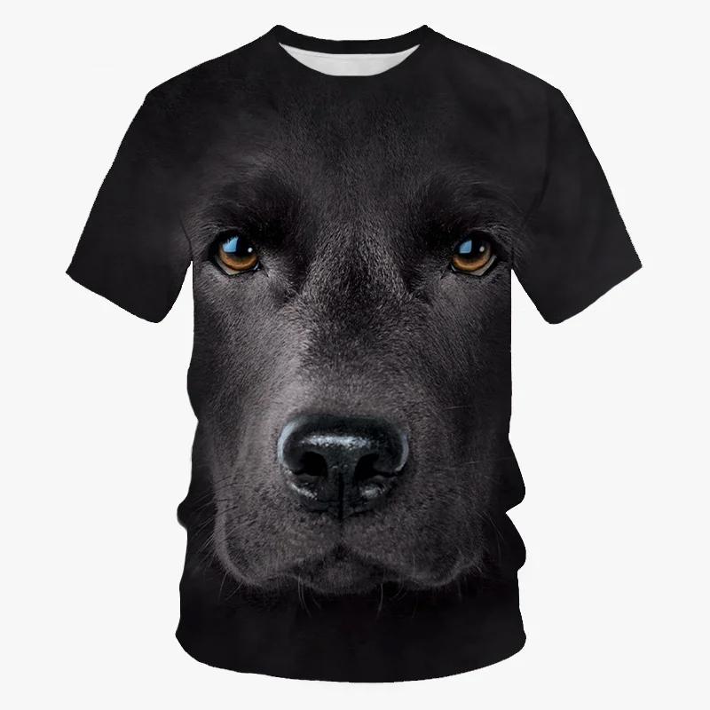 Summer Round Neck 3D Funny Animal Dog Graphic Print Top Fashionable Casual Short Sleeved Men's T-shirts