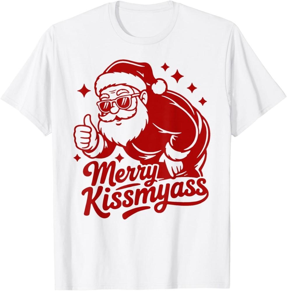 Merry KissMyAss X Xmas Santa Sunglasses Christmas T-Shirt 2XL