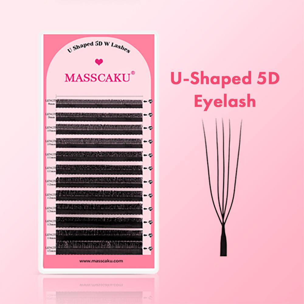 MASSCAKU U-förmige 4D 5D Wimpern 0,07 mm Dicke Leicht aufzunehmen Schnelles Anbringen Langanhaltende Extensions De Pestanas Make-up-Werkzeuge