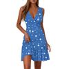 Ladies Casual Fashion V-Neck Sleeveless  Print Dress