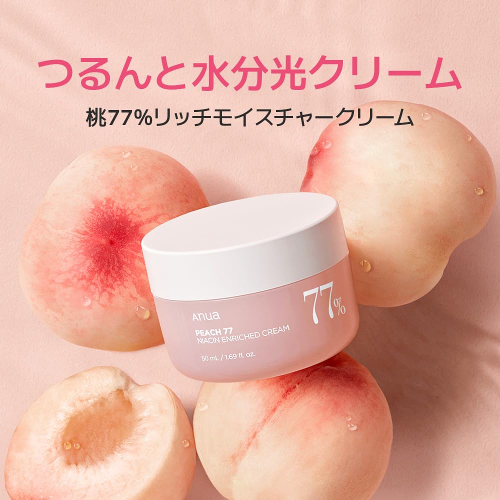 ANUA Peach Niacin Rich Moisture Cream Hudton Glödande Återfuktande Kräm för Torr och Kombinerad Peac Niacin Koreansk Koreansk Kosmetika 77% 50ml, Vård,