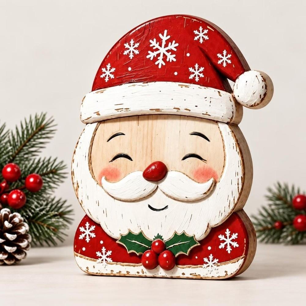 Snowman Holiday Shelf Ornament Wooden Freestanding Mantel Figure Christmas Decoration