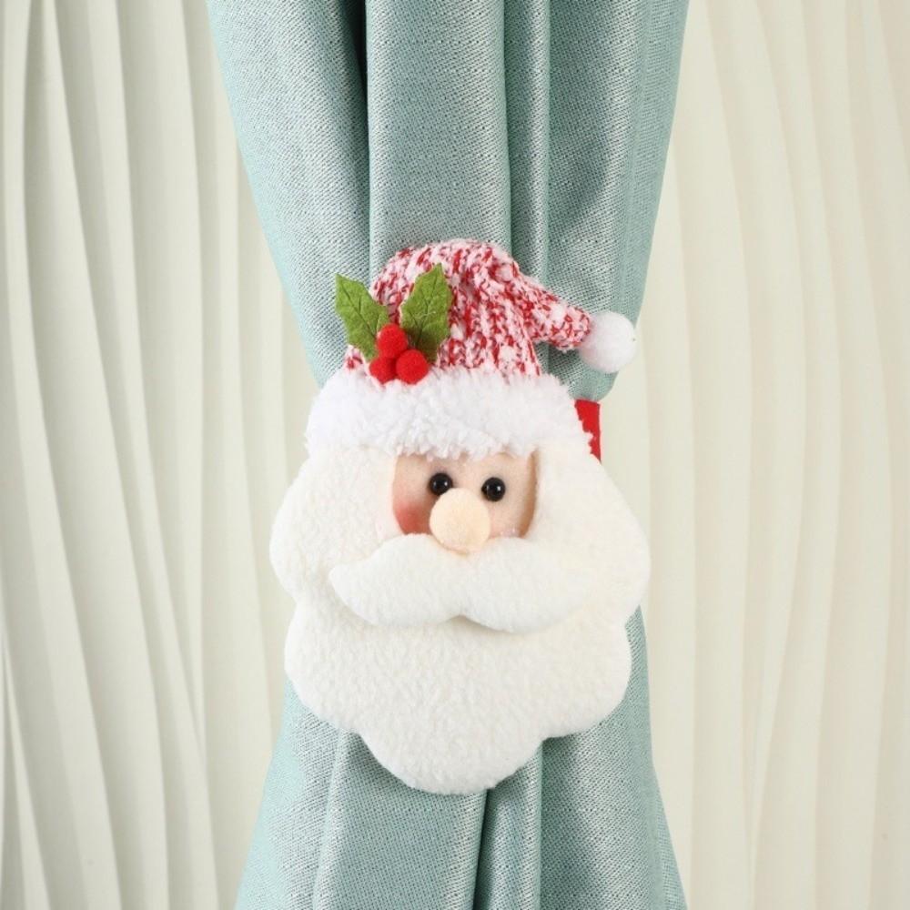 Santa Claus Christmas Curtain Buckle Snowman Plush Christmas Decoration Christmas Tree Ornament Durable Curtain Strap Bedroom
