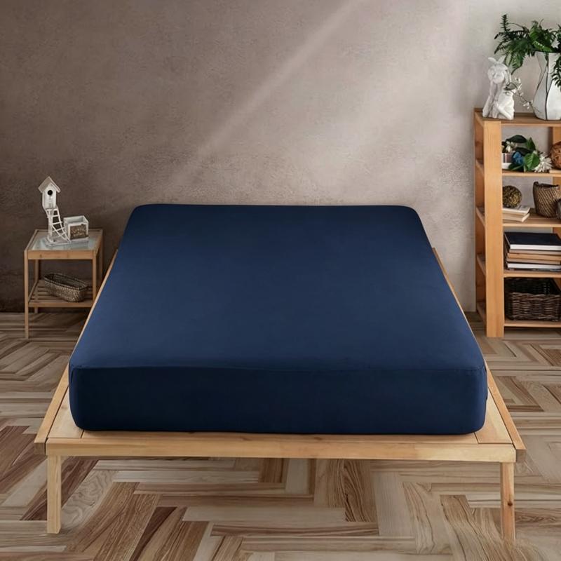 Solid Plain Waterproof Fitted Sheet Mattress Protector Queen King Mattress Cover Anti-bacterial Bed Pad Cover (No Pillow Case)