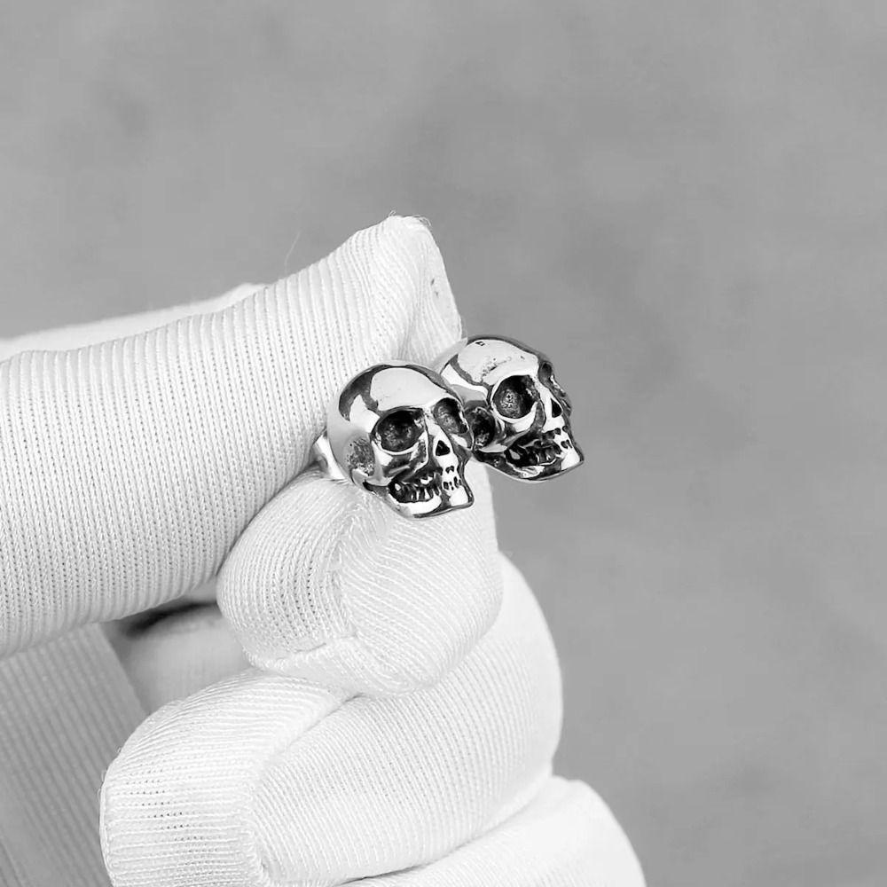 Hiphop Style Personality Earrings Prevent Allergy Mini Ear Clip Skeleton Stud Earrings  Halloween