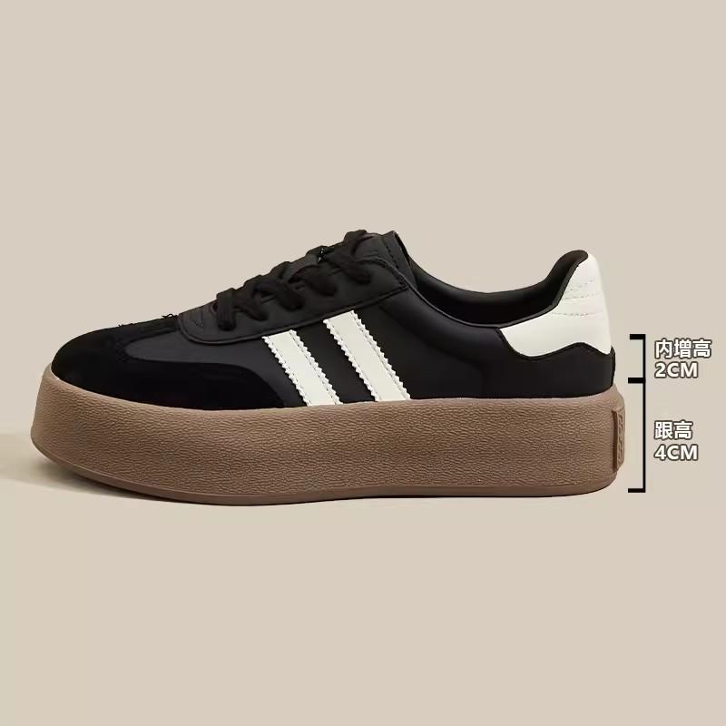 

Sneakers platform casual board shoes women s 2025 spring and summer new leather versatile height increase soft sole German training shoes women s 34