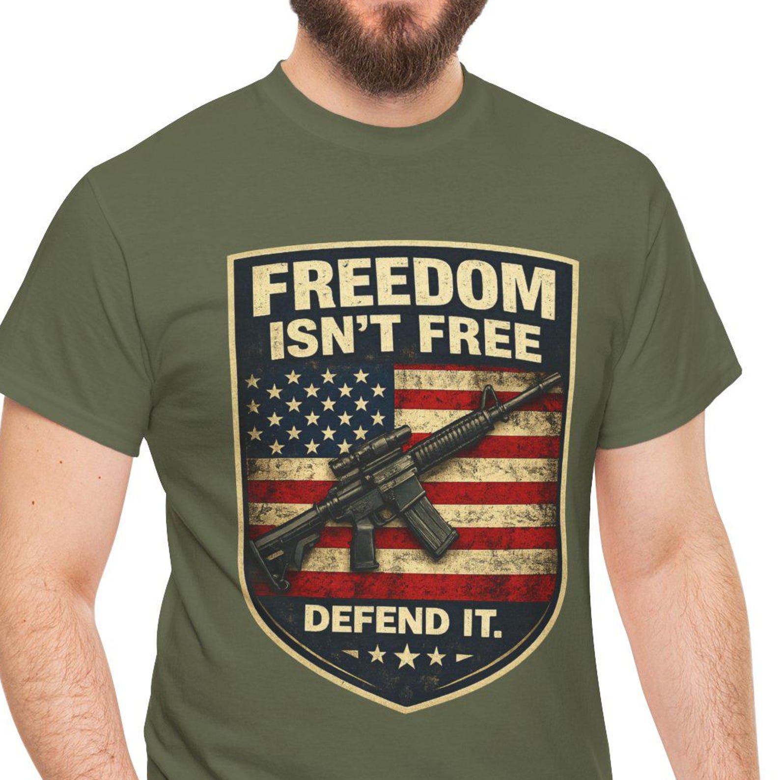 Freedom Isn t Free AR-15 Shield Tee | American Flag, Patriotic, Defend It 3XL