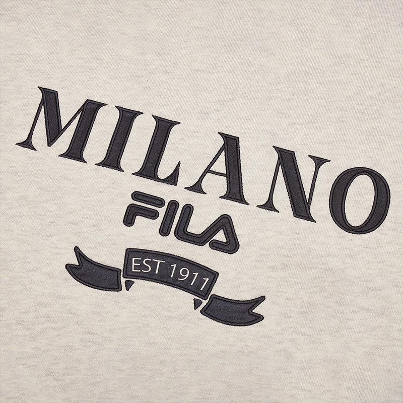 Fila Milano Series Simple Fashion Knit Pullover Round Neck Sweatshirt Men Sweatshirt Light-Khaki Flower-Gray F11M515201FLK