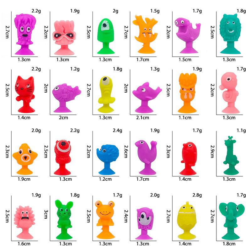 10PCS/Lot Small Monster Suction Miniature Home Office Desk Decoration Ornament Various Colors Creative Silicone Sucker Model ZYF