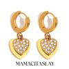 MamacitaSlay 18K Gold Plated Stainless Steel Zircon Double Heart Earrings Party Waterproof Jewelry Women's High Quality Gift