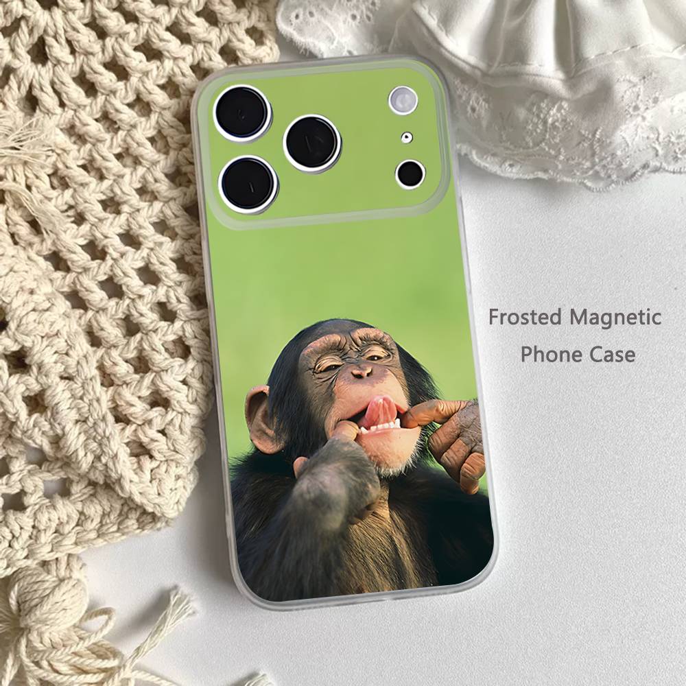 

Funny Monkeys gorillas For iPhone 11,12,13,14,15,17,16,Pro,Plus,E,Max,Air,Mini Clear Magnetic Frosted Cover iPhone16e
