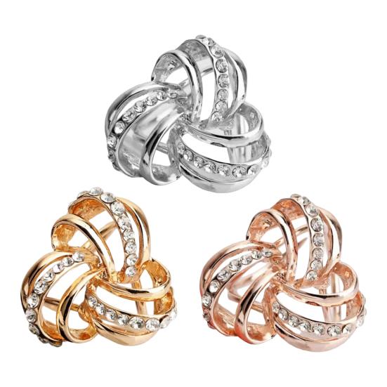 Rhinestone Scarf Ring 3-Ring Scarf Clip Ring Sparkly Elegant Scarf Holder Ring for Women Shawls Neckerchiefs Silk Scarves