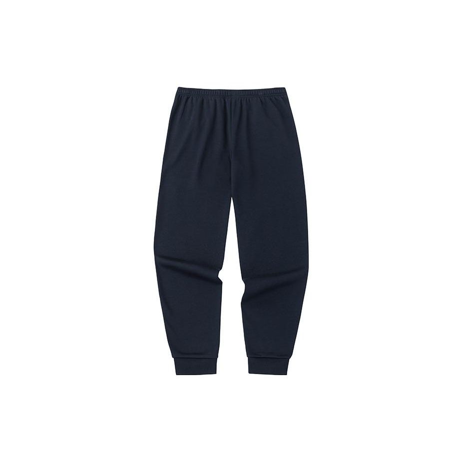 Anta Solid Color Cuffed Fleece Knit Sports Pants Men bottoms Black 952547308-1