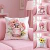 Flower Perfume Bottle Pillow Case Plush Fabric Soft Double-Sided Printed Sofa Warm Winter Home Gift Cushion Cover