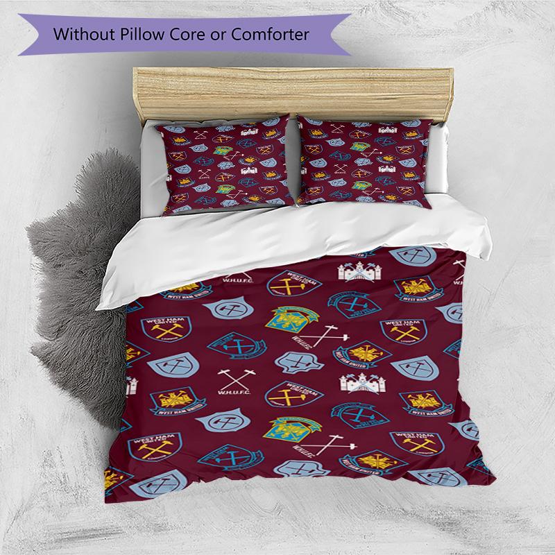 West Ham United Pattern Printed Pattern Duvet Cover Set – includes 1 duvet cover and 2 matching pillowcases Bedroom decor Christmas gifts