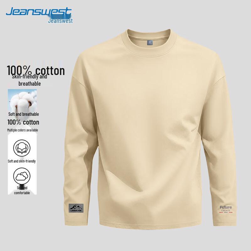 Jeanswest Men's Pure Cotton Long-Sleeve Casual T-Shirt