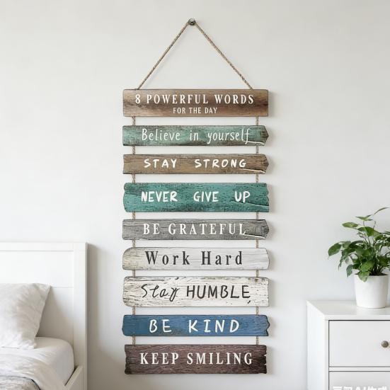 Inspirational Wall Art Decor Rustic Wall Hanging Plaque Farmhouse Wooden Door Sign Inspiring Positive Quotes Wall Decor for Office Bedroom Living Room