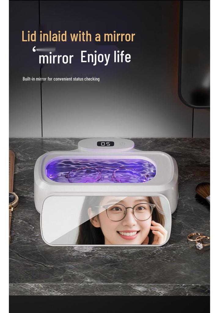 Portable UV Ultrasonic Cleaner for Glasses, Toothbrush, Dentures, and Brushes