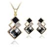 Collarbone Chain Accessories Gifts Fashion Creative Decoration Korean Minimalist Square Diamond Inlaid Necklace Earrings Set