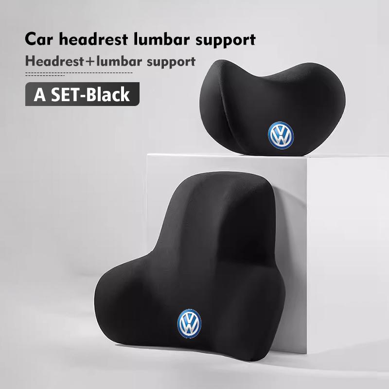 T28Emblems Car Headrest U-shaped Neck Pillow Lumbar Support Accessories For Volkswagen VW Scirocco Passat Polo B5 B6 B7 CC Tiguan S