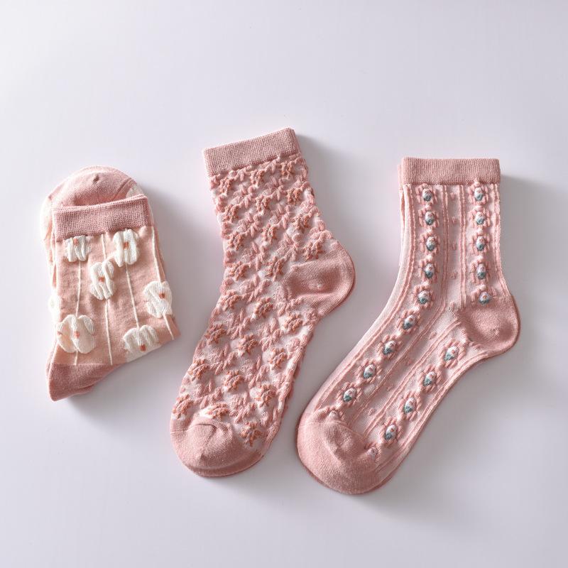 Floral Cotton Crew Socks for Women Breathable & Durable Comfortable Socks
