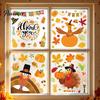 Thanksgiving Window Clings 4 Sheets Static Stickers, Decorative Vinyl Decals, Autumn Turkey Decals Maple Leaves Pumpkin Patterns Glass Stickers
