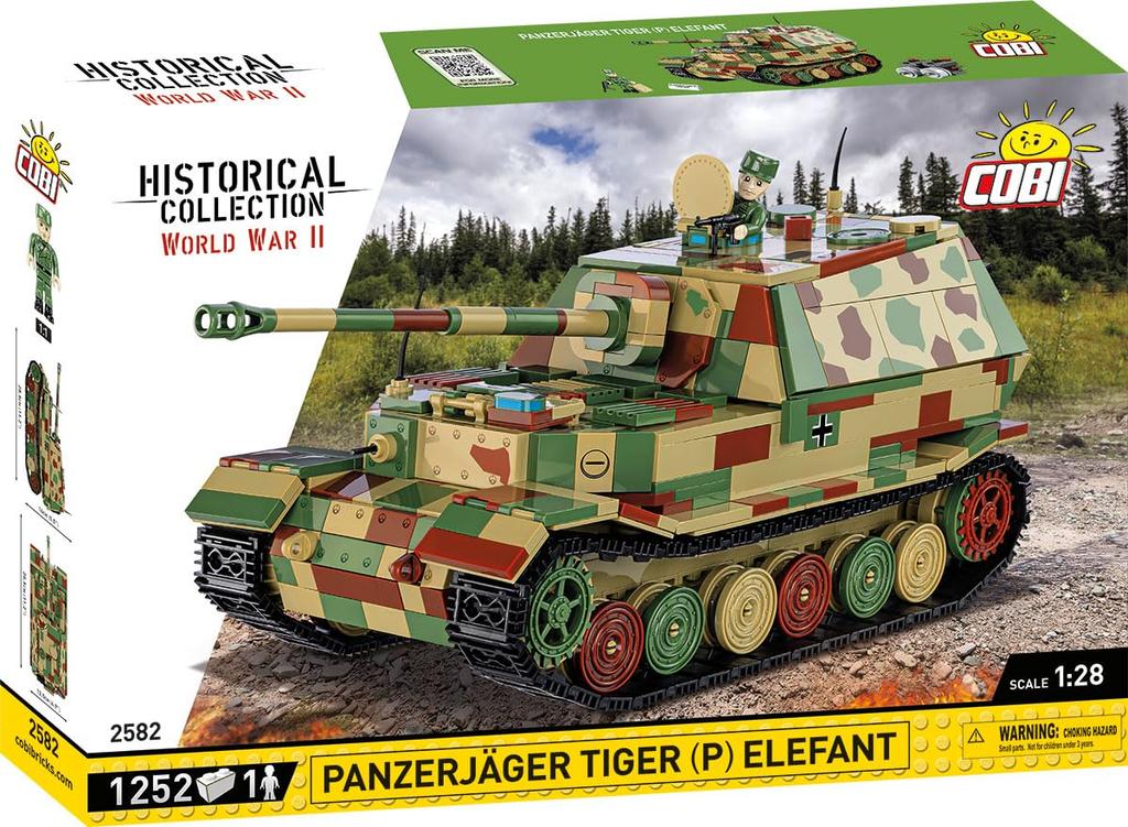 COBI 2582 Panzerjager Tiger Elefant HC WWII Brick Model Tank 1252pcs 128