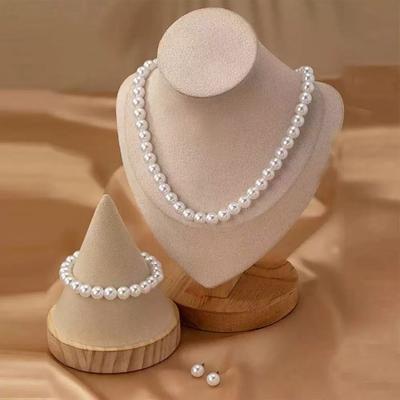 1/2 Sets White Imitation Pearl Jewelry Set Choker Necklace Stud Earrings Bracelet Set Jewelry Accessories